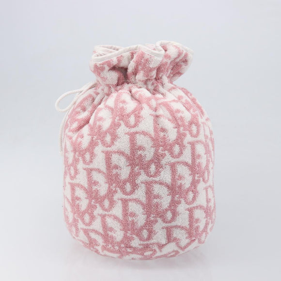 Christian Dior Trotter Pouch Pile Pink White Auth 200208