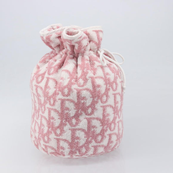 Christian Dior Trotter Pouch Pile Pink White Auth 200208
