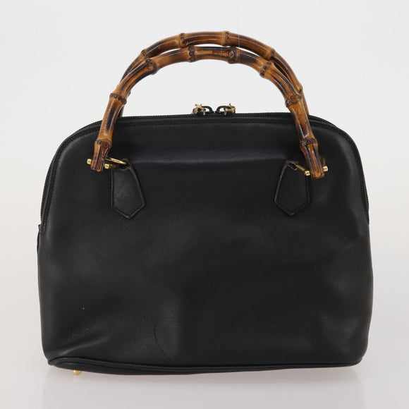 GUCCI Bamboo Shoulder Bag Hand Bag Leather 2 Set Black White Auth 200210