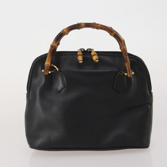 GUCCI Bamboo Shoulder Bag Hand Bag Leather 2 Set Black White Auth 200210
