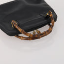 GUCCI Bamboo Shoulder Bag Hand Bag Leather 2 Set Black White Auth 200210-5
