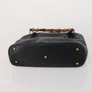 GUCCI Bamboo Shoulder Bag Hand Bag Leather 2 Set Black White Auth 200210-7