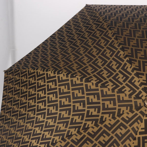 FENDI Zucca Umbrella Nylon Brown Gold Tone Auth 200211A