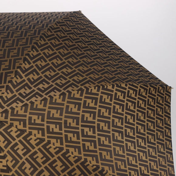 FENDI Zucca Umbrella Nylon Brown Gold Tone Auth 200211A