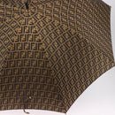 FENDI Zucca Umbrella Nylon Brown Gold Tone Auth 200211A-6