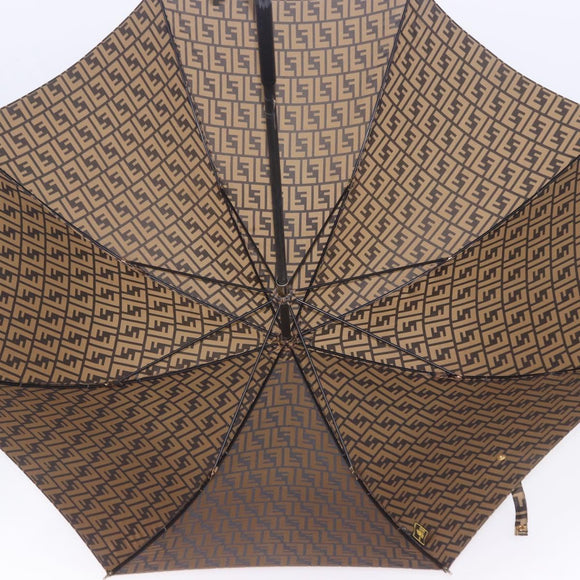 FENDI Zucca Umbrella Nylon Brown Gold Tone Auth 200211A