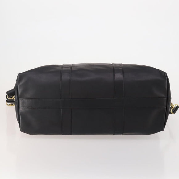 Coach Boston Bag Leather 2way Black Gold Tone Auth 200213