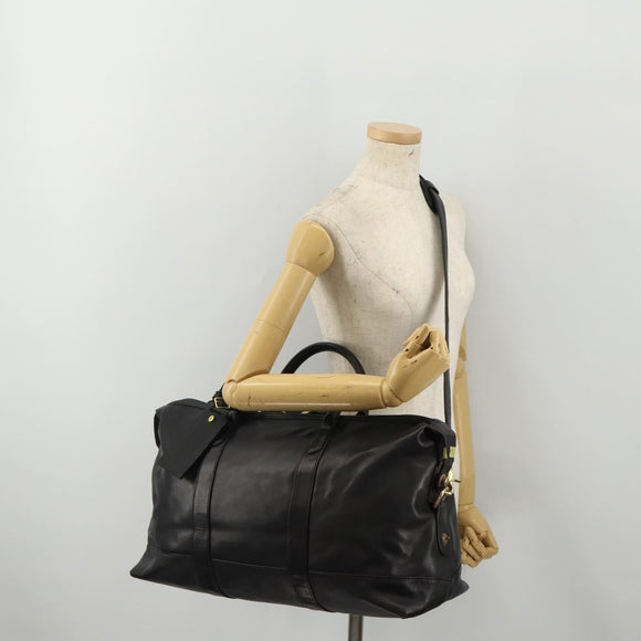 Coach Boston Bag Leather 2way Black Gold Tone Auth 200213