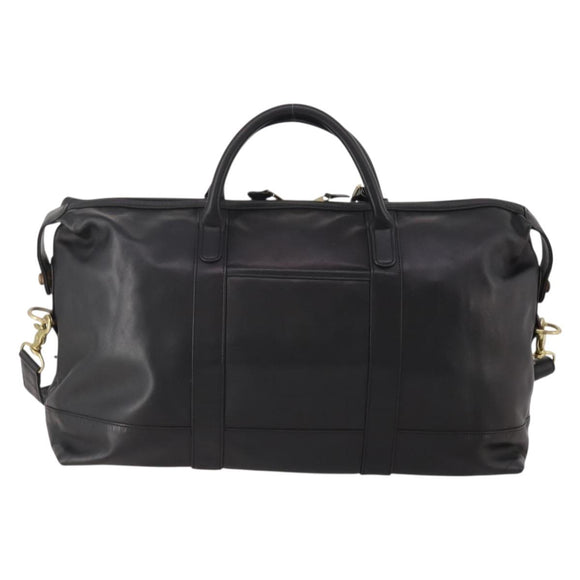 Coach Boston Bag Leather 2way Black Gold Tone Auth 200213