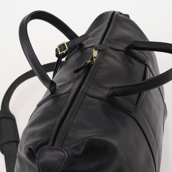 Coach Boston Bag Leather 2way Black Gold Tone Auth 200213