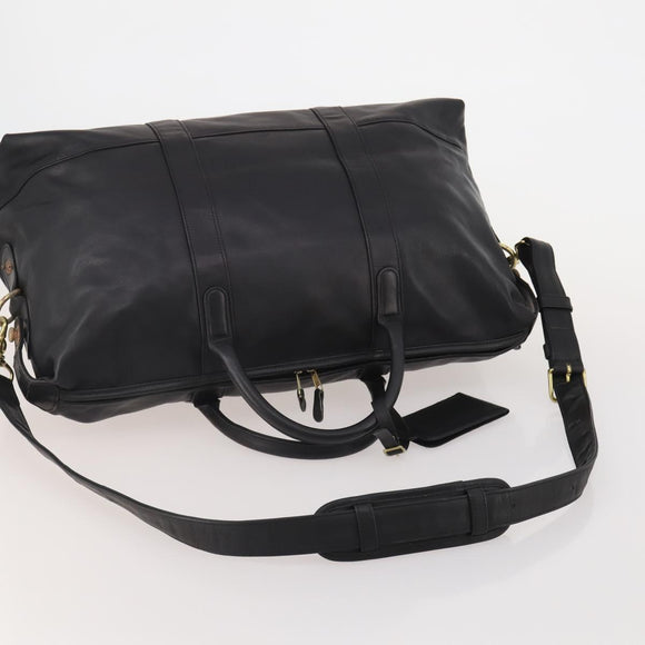 Coach Boston Bag Leather 2way Black Gold Tone Auth 200213