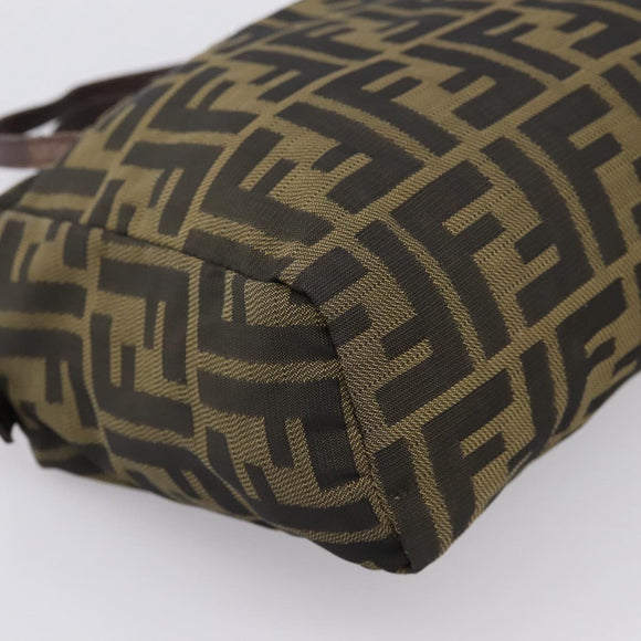 FENDI Zucca Canvas Hand Bag Black Brown Auth 200235