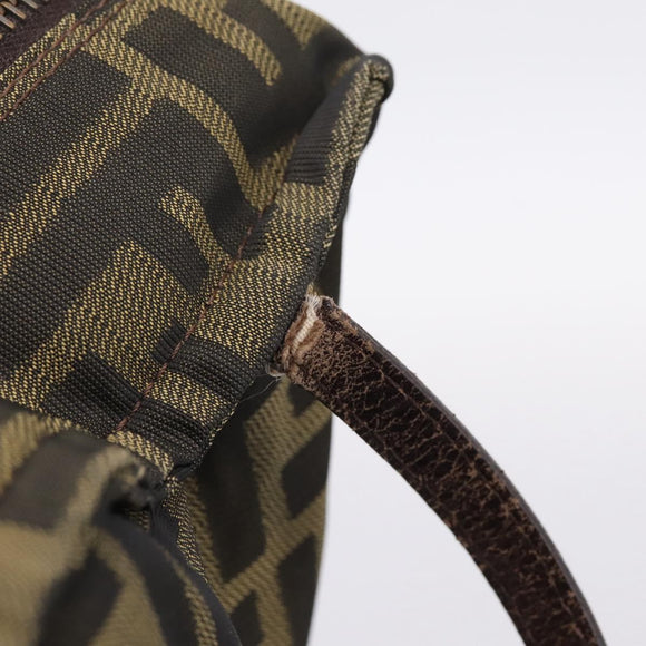 FENDI Zucca Canvas Hand Bag Black Brown Auth 200235