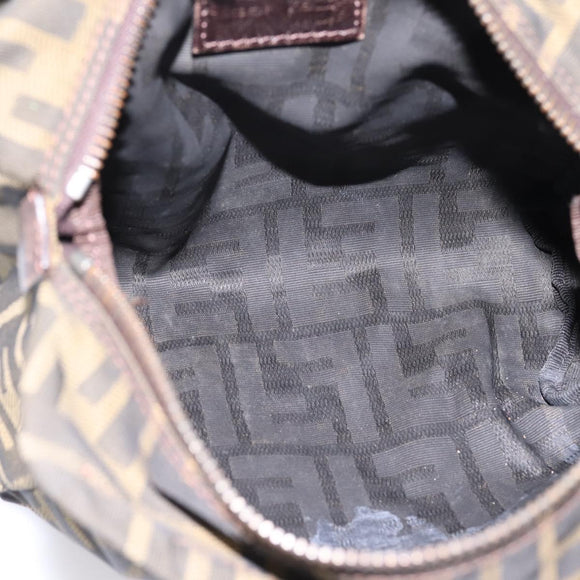 FENDI Zucca Canvas Hand Bag Black Brown Auth 200235