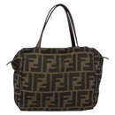 FENDI Zucca Canvas Hand Bag Black Brown Auth 200235-13