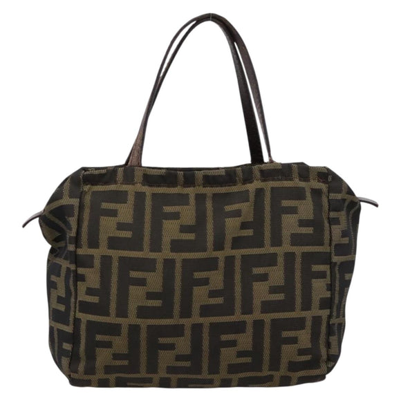 FENDI Zucca Canvas Hand Bag Black Brown Auth 200235