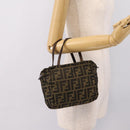 FENDI Zucca Canvas Hand Bag Black Brown Auth 200235-21