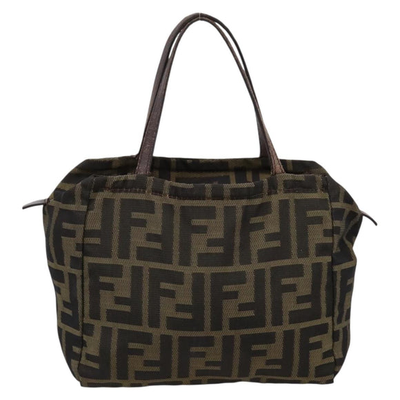 FENDI Zucca Canvas Hand Bag Black Brown Auth 200235
