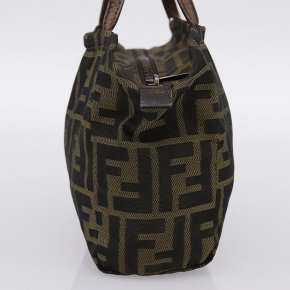 FENDI Zucca Canvas Hand Bag Black Brown Auth 200235