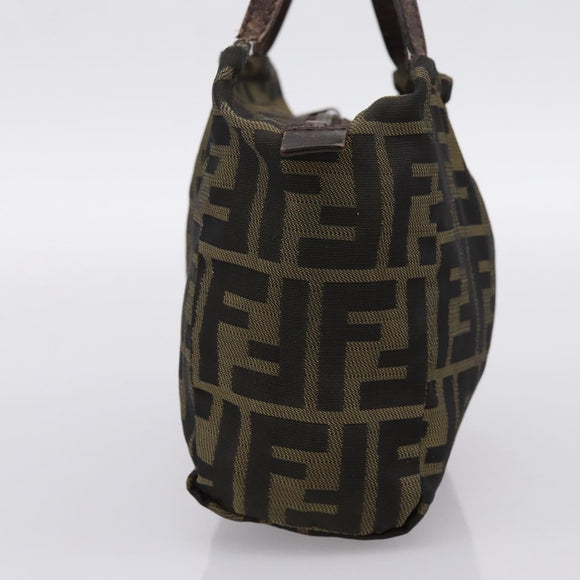 FENDI Zucca Canvas Hand Bag Black Brown Auth 200235