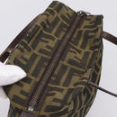 FENDI Zucca Canvas Hand Bag Black Brown Auth 200235-6