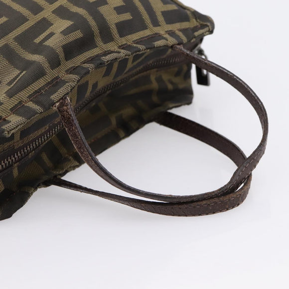 FENDI Zucca Canvas Hand Bag Black Brown Auth 200235