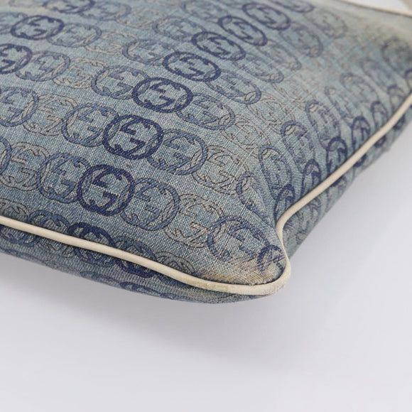 GUCCI Interlocking G Shoulder Bag Denim Outlet Blue Gold 257246 Auth 200236