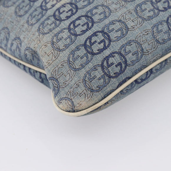 GUCCI Interlocking G Shoulder Bag Denim Outlet Blue Gold 257246 Auth 200236