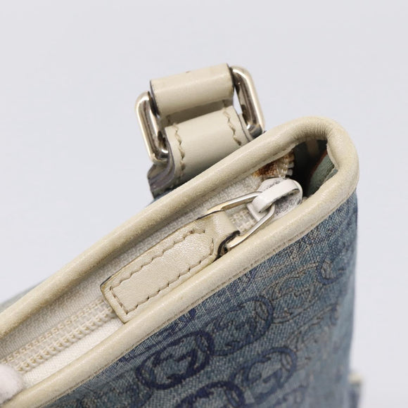 GUCCI Interlocking G Shoulder Bag Denim Outlet Blue Gold 257246 Auth 200236