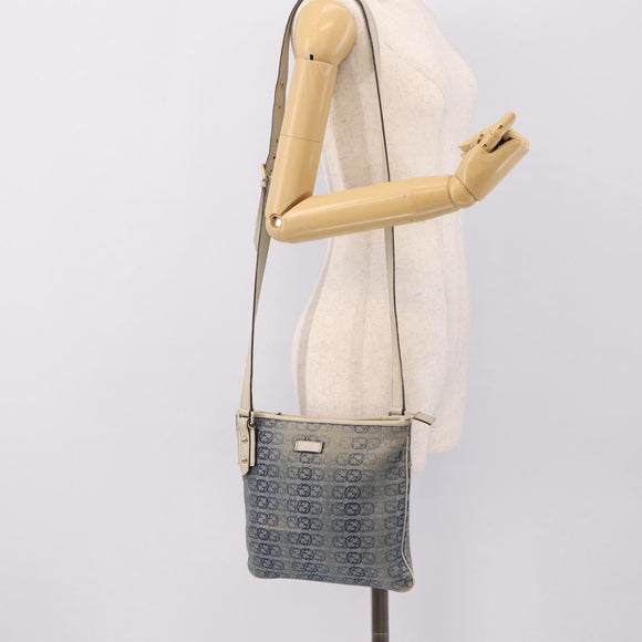 GUCCI Interlocking G Shoulder Bag Denim Outlet Blue Gold 257246 Auth 200236