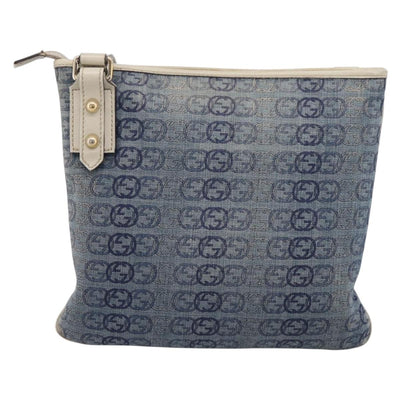 GUCCI Interlocking G Shoulder Bag Denim Outlet Blue Gold 257246 Auth 200236 - 0