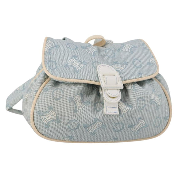 CELINE C Macadam Canvas Backpack Blue Gold Auth 200238