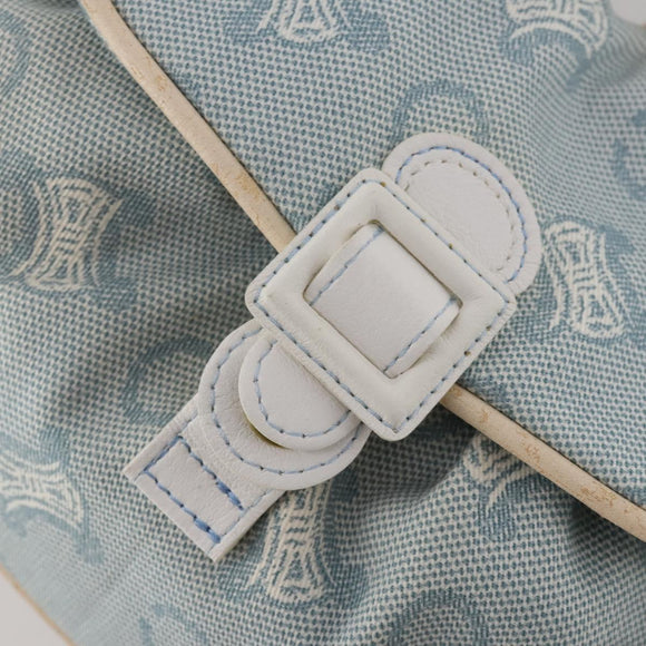 CELINE C Macadam Canvas Backpack Blue Gold Auth 200238