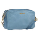 Miu Miu Shoulder Bag Leather Blue Gold Auth 200239A-1