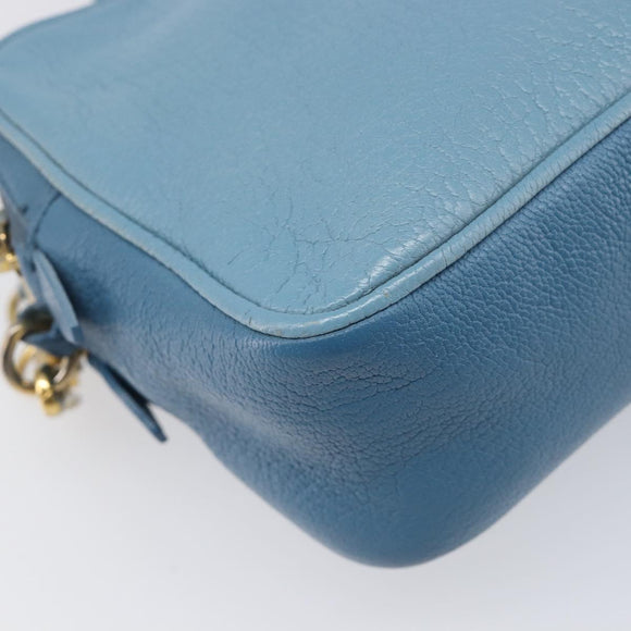 Miu Miu Shoulder Bag Leather Blue Gold Auth 200239A