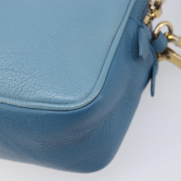 Miu Miu Shoulder Bag Leather Blue Gold Auth 200239A