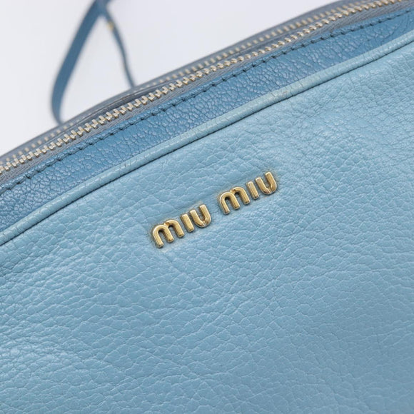Miu Miu Shoulder Bag Leather Blue Gold Auth 200239A