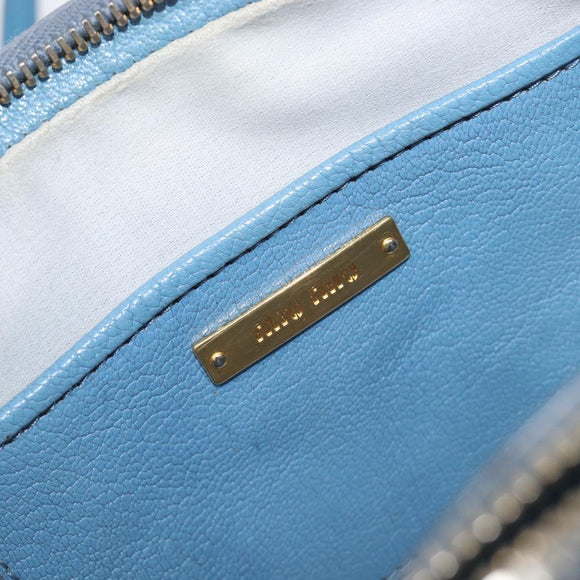 Miu Miu Shoulder Bag Leather Blue Gold Auth 200239A