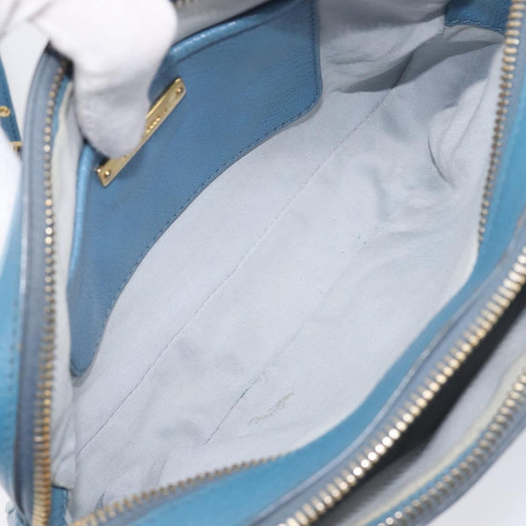 Miu Miu Shoulder Bag Leather Blue Gold Auth 200239A