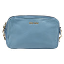 Miu Miu Shoulder Bag Leather Blue Gold Auth 200239A-2