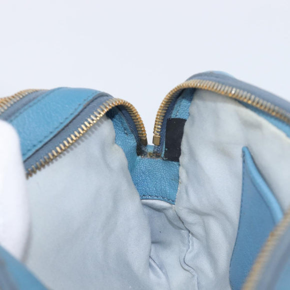 Miu Miu Shoulder Bag Leather Blue Gold Auth 200239A