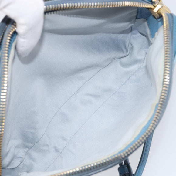 Miu Miu Shoulder Bag Leather Blue Gold Auth 200239A