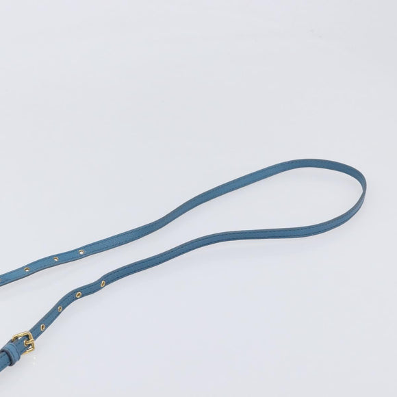Miu Miu Shoulder Bag Leather Blue Gold Auth 200239A