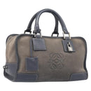 LOEWE Americana 28 Hand Bag Suede Gray Silver Auth 200243A-1