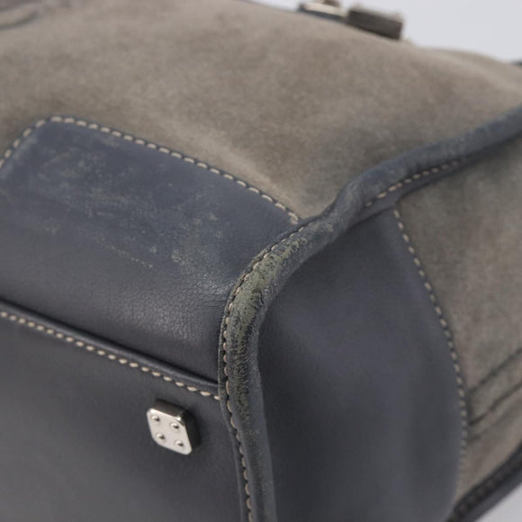LOEWE Americana 28 Hand Bag Suede Gray Silver Auth 200243A