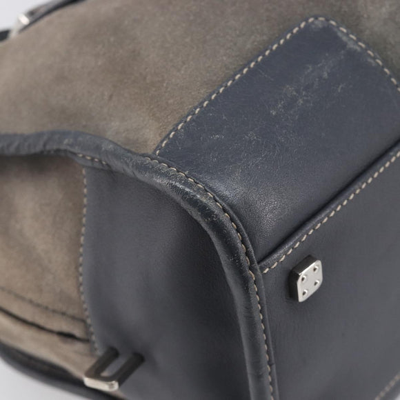 LOEWE Americana 28 Hand Bag Suede Gray Silver Auth 200243A