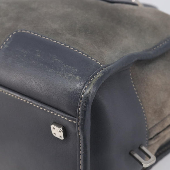 LOEWE Americana 28 Hand Bag Suede Gray Silver Auth 200243A