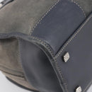 LOEWE Americana 28 Hand Bag Suede Gray Silver Auth 200243A-16