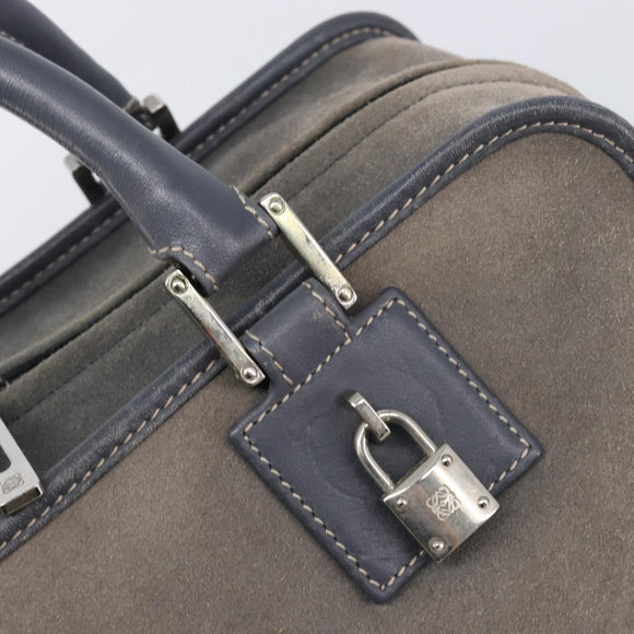 LOEWE Americana 28 Hand Bag Suede Gray Silver Auth 200243A