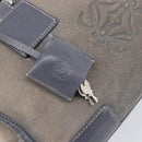 LOEWE Americana 28 Hand Bag Suede Gray Silver Auth 200243A-10